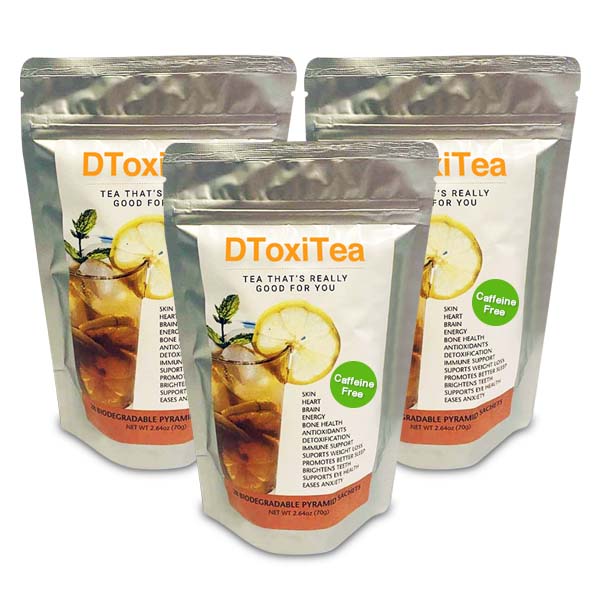 3 (28 day packages) DToxitea cleansing detox support Decaffeinated