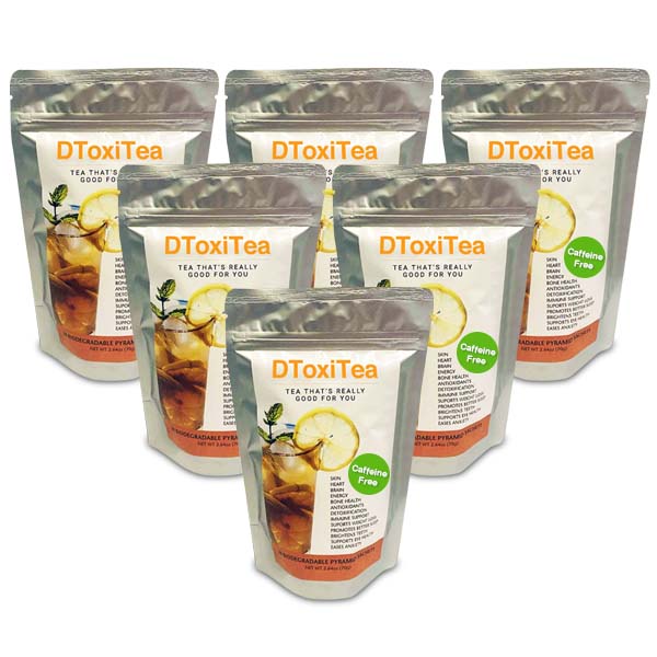 6 (28 day) packages DToxitea cleansing detox support Decaffeinated